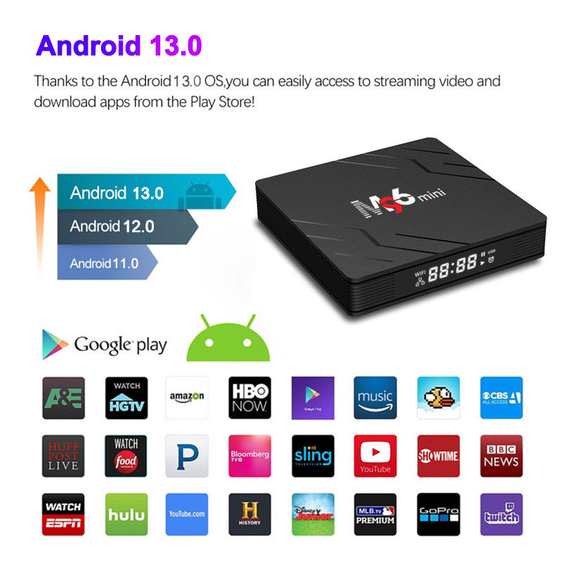 10 Bit Smart M96 Mini TV Box With H.265 4K 75fps Video Decoder 4GB DDR4 RAM