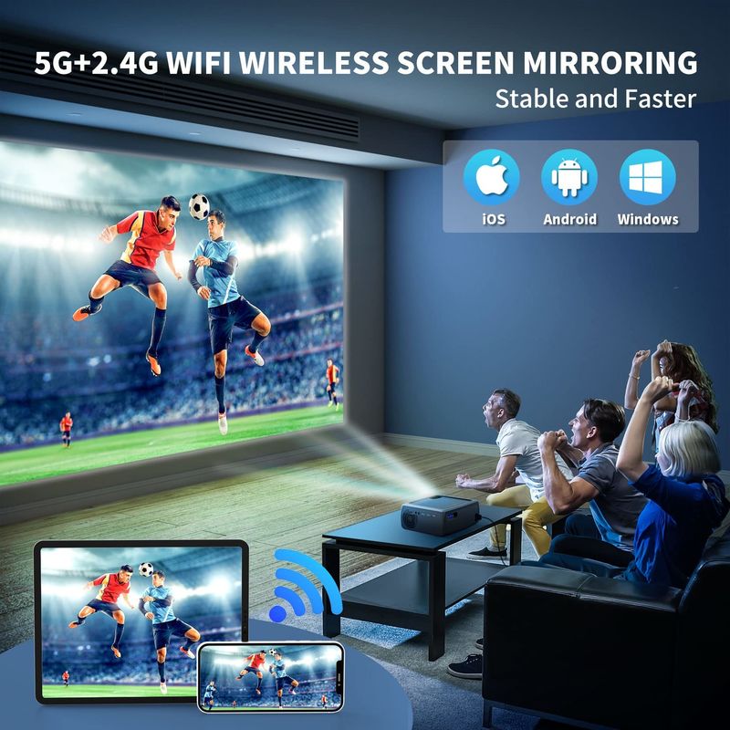 Outdoor Electric Focus LED+LCD HDMI Projector Android 9.0 HDMI IN, Bluetooth
