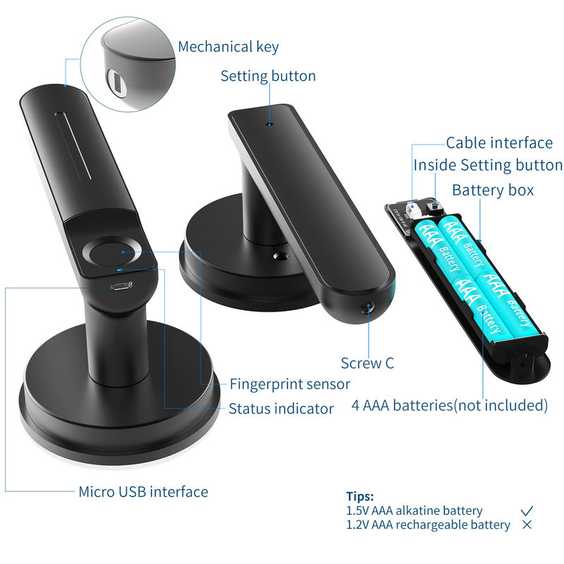 Smart Fingerprint Door Lock,Keyless Entry Door Lock with Handle,Biometric Door Lock,Room Door Lock for Bedroom / Office