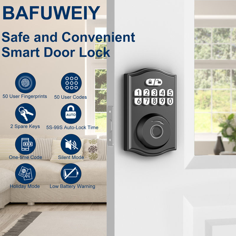 Smart Door Lock, Keyless Entry Door Lock, Fingerprint Door Lock Keypad Deadbolt with 2 Keys, Smart Locks for Front Door