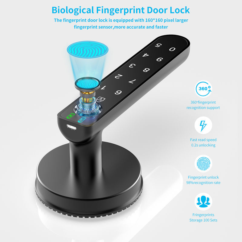 Smart Fingerprint Door Lock with Keypads, Handle, Passwords, Keyless Entry Door Lock for Home
