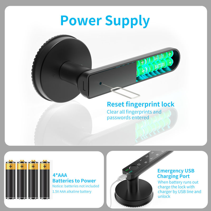 Smart Fingerprint Door Lock with Keypads, Handle, Passwords, Keyless Entry Door Lock for Home