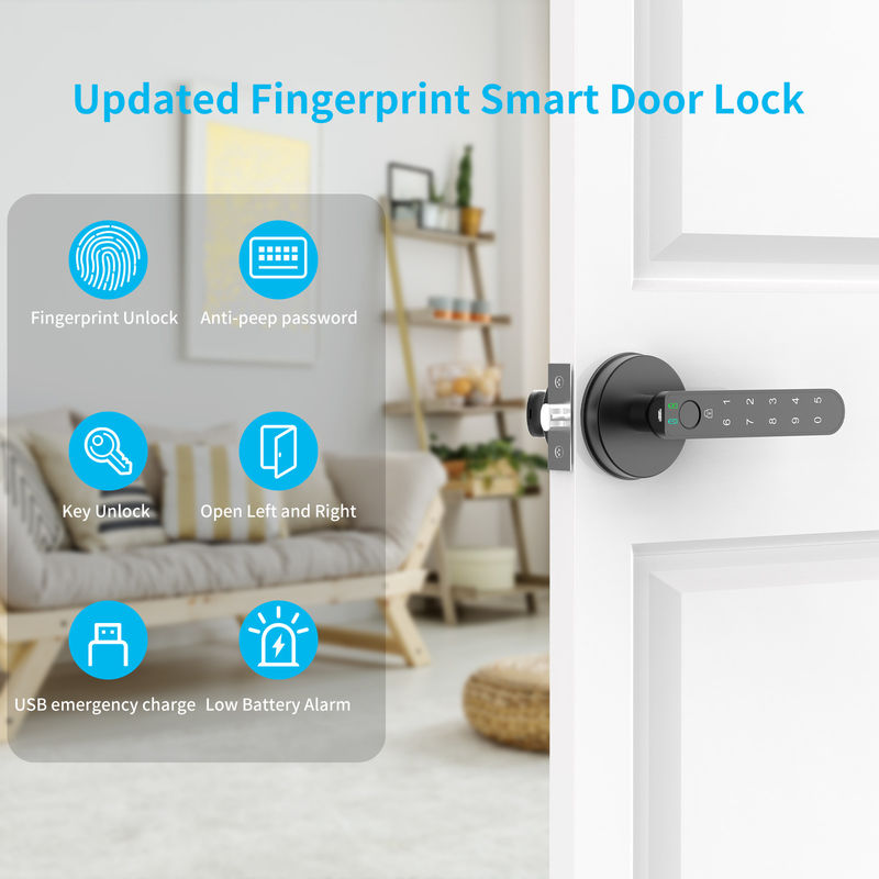 C02 Fingerprint Door Lock With Keypads, Passwords, Fingerprint Door Knob Keyless Entry Door Lock For Home/Office