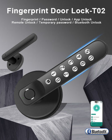 T02 Smart Fingerprint Door Knob, Keyless Entry Door Locks With Keypads, Backup Key, Smart Door Lock On Tuya App