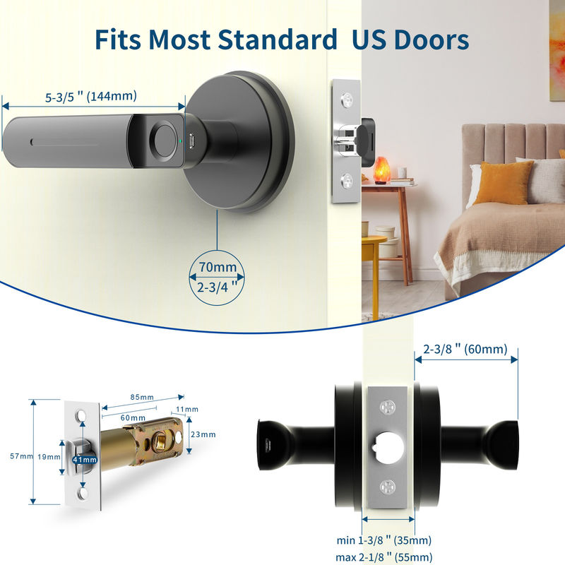 Keyless Room Door Lock, Smart App Function, Fingerprint Door Lock, For Bedroom / Office