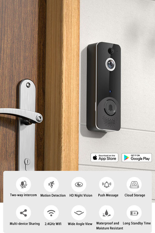 Long Battery Life Wireless Intercom Ring Door Bell Waterproof 720P WIFI Remote Video Smart DoorBell Camera