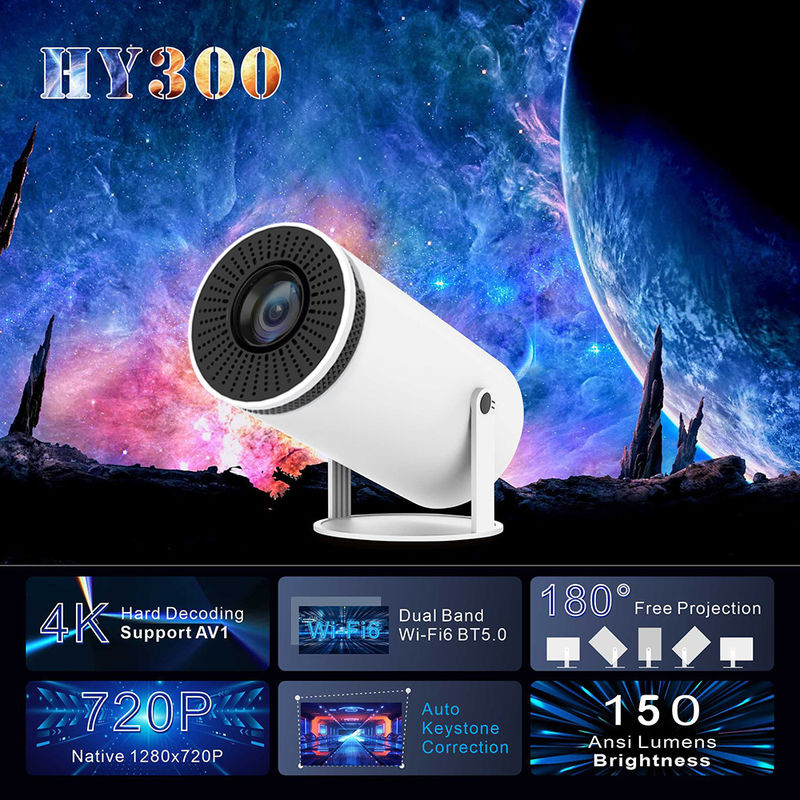 Portable LCD HY300 Projector With 1280*720P Native Resolution 2.4G/5G/BT4.1