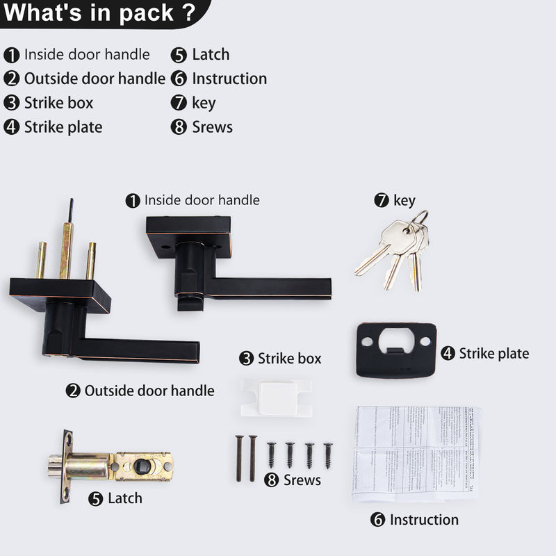 Zinc Alloy Door Lock Triple Lever Lock Adjustable Plating Handle Lock Passage Door Lock Keyless Stainless Steel Door Han