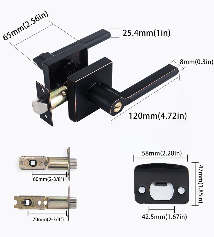Zinc Alloy Door Lock Triple Lever Lock Adjustable Plating Handle Lock Passage Door Lock Keyless Stainless Steel Door Han