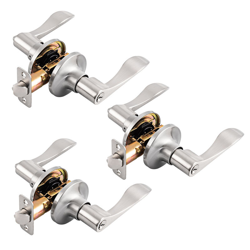 X3-SN Zinc Alloy Door Lock Triple Lever Lock Adjustable Plating Handle Lock Passage Door Lock Keyless Stainless Steel
