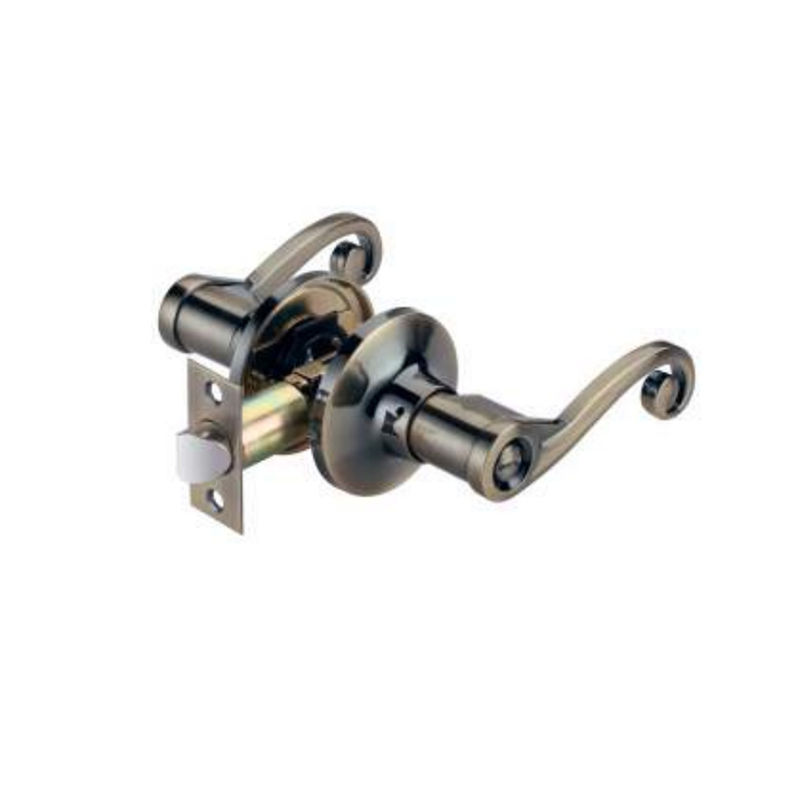 8001BK Entry Leverset Keyed Doorknob, Bed / Bath, Antique Brass Passage Lockset, Bathroom Lock