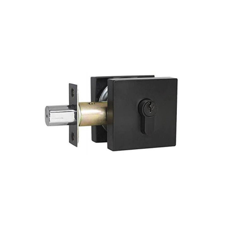 S101-MB Square Contemporary Single Cylinder Deadbolt Lock With Adjustable Backset, Front Door Lockset For Home Bathroom