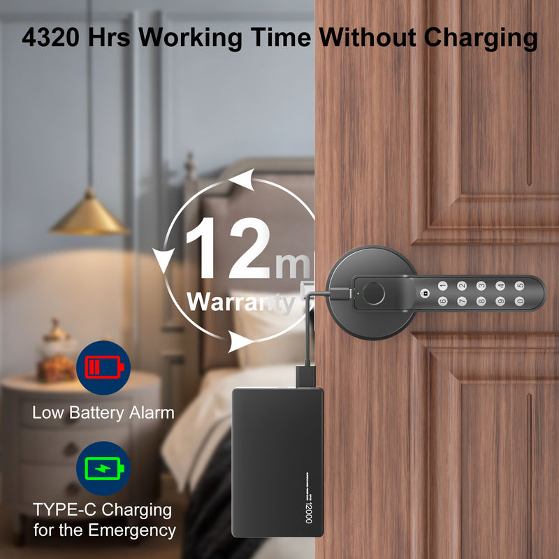 Smart Fingerprint Door Lock, Keyless Entry Door Lock with Handle, Biometric Door Lock for Bedroom and Office