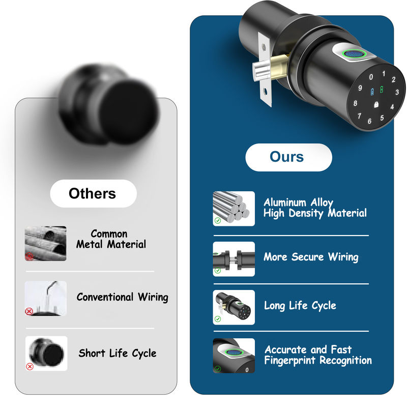 Q1 Black Smart Door Lock Fingerprint Door Knob for Home Bedroom