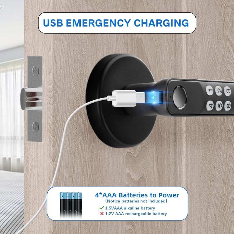 Foxgard T01 Smart Door Lock – Keyless Entry, Zinc Alloy, Fingerprint & App Control, for Home and Office Security