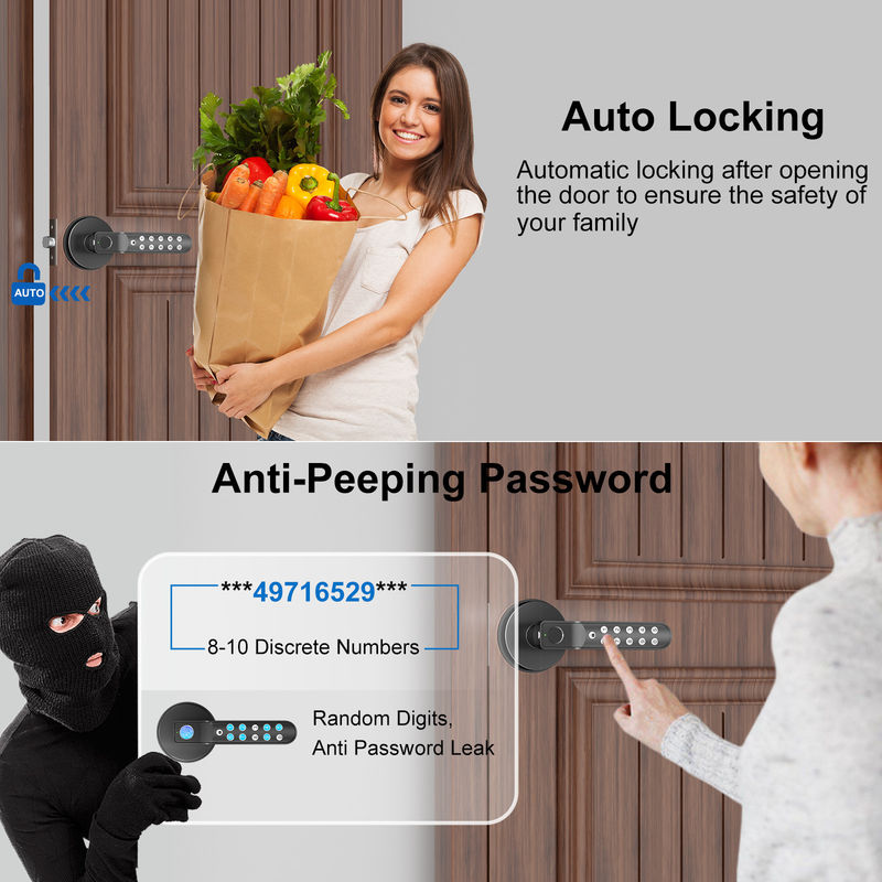 Smooth Rounded Handle Zinc Alloy Fingerprint Door Lock for Secure and Convenient Entry