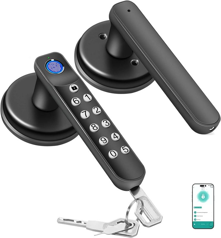 Smooth Rounded Handle Zinc Alloy Fingerprint Door Lock for Secure and Convenient Entry